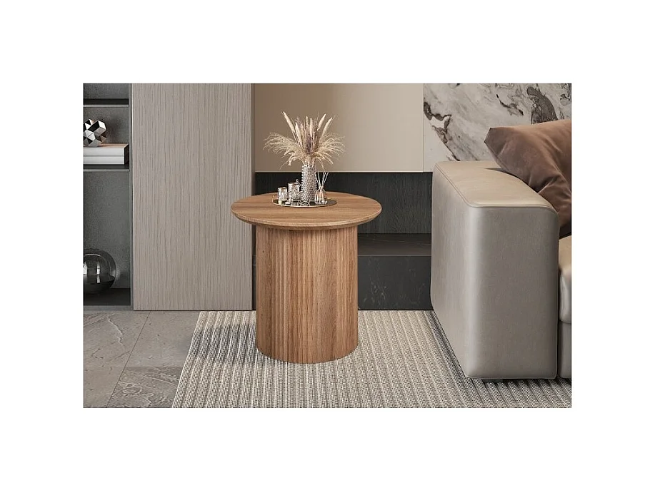 Mesa de centro coleção VAGOS efeito carvalho envelhecido diâmetro 50 cm