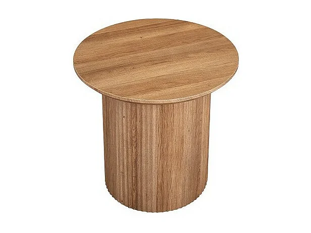 Table basse VAGOS – Effet chêne vieilli – Diamètre 50 cm