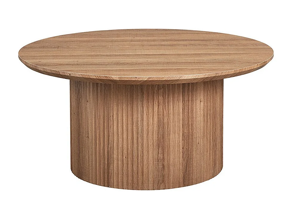 Salontafel VAGOS - Oud eiken effect - Rond - Diameter 80 cm - Authentiek en robuust ontwerp