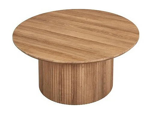 Salontafel VAGOS - Oud eiken effect - Rond - Diameter 80 cm - Authentiek en robuust ontwerp