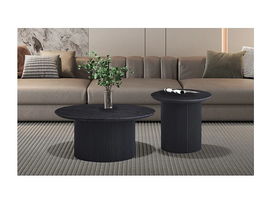 Couchtisch VAGOS – Dunkelbraune Holzoptik – Rund – Durchmesser 80 cm – Elegantes und robustes Design