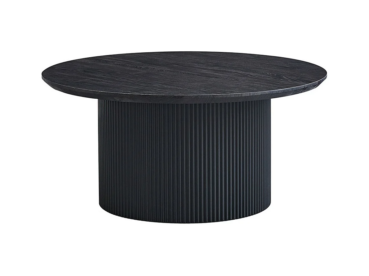 Table basse VAGOS – Effet bois brun foncé – Ronde – Diamètre 80 cm – Design élégant et robuste