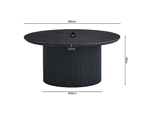 Salontafel VAGOS - Donkerbruin houteffect - Rond - Diameter 80 cm - Elegant en robuust ontwerp