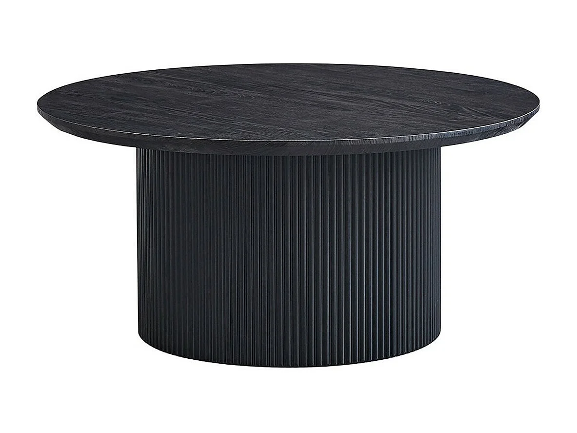 Table basse VAGOS – Effet bois brun foncé – Ronde – Diamètre 80 cm – Design élégant et robuste