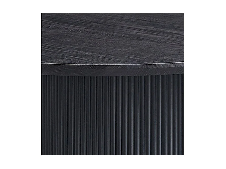 Table basse VAGOS – Effet bois brun foncé – Ronde – Diamètre 80 cm – Design élégant et robuste