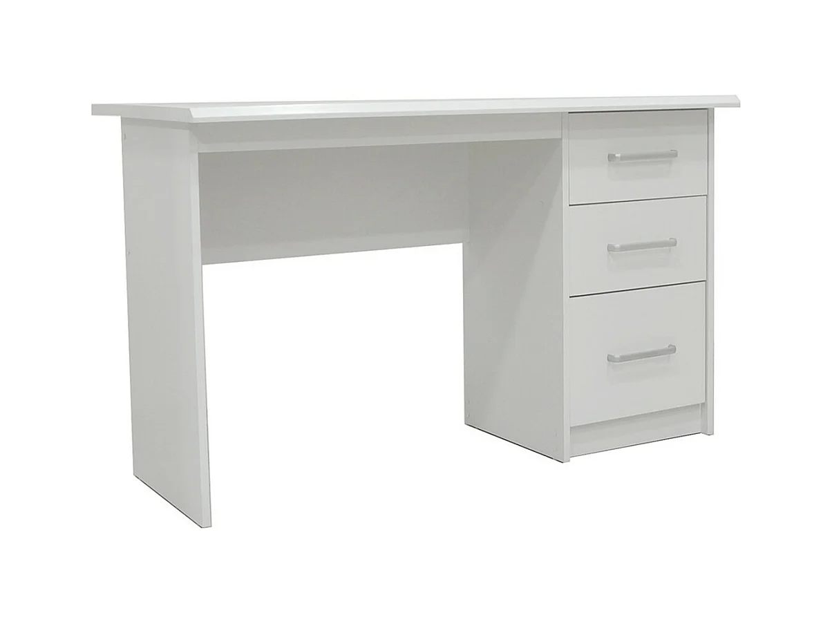 Bureau droit PRAGUE – 3 tiroirs – Coloris blanc – Design moderne et fonctionnel