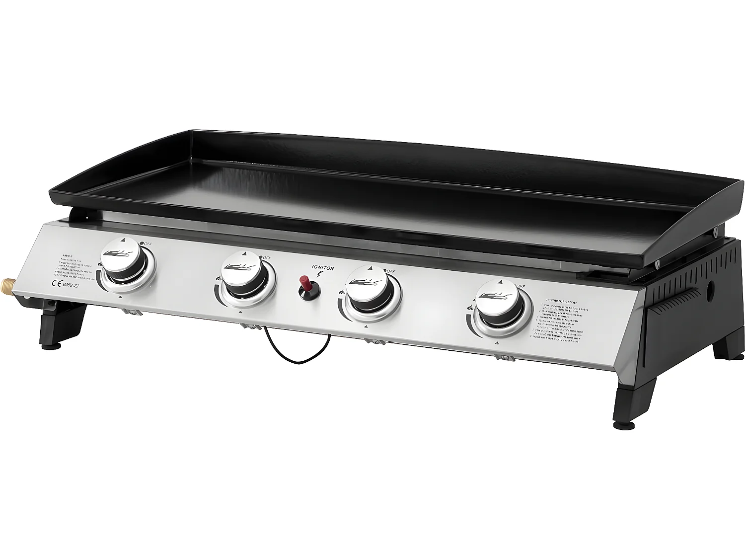 Plancha a gas 4 fuochi "Jolly" - 10 Kw - Grigio