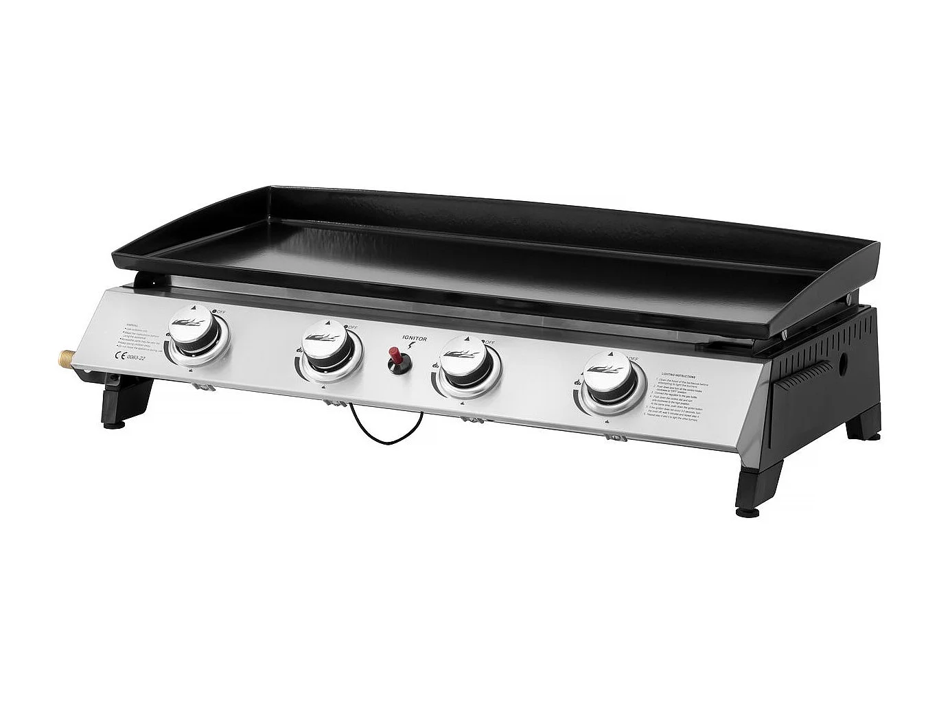 Plancha à gaz avec 4 brûleurs en métal "Jolly" - 10 Kw - Gris