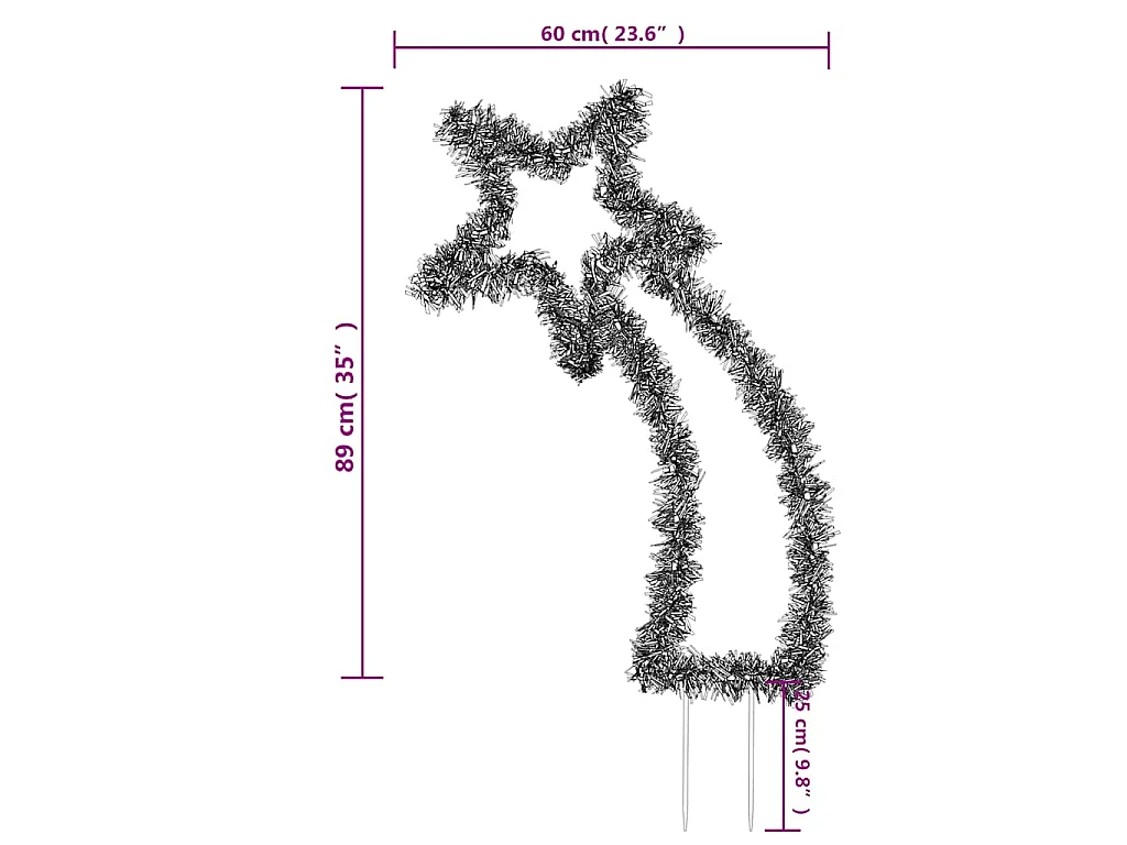 Décoration lumineuse météore de Noël avec piquets 115 LED 89 cm