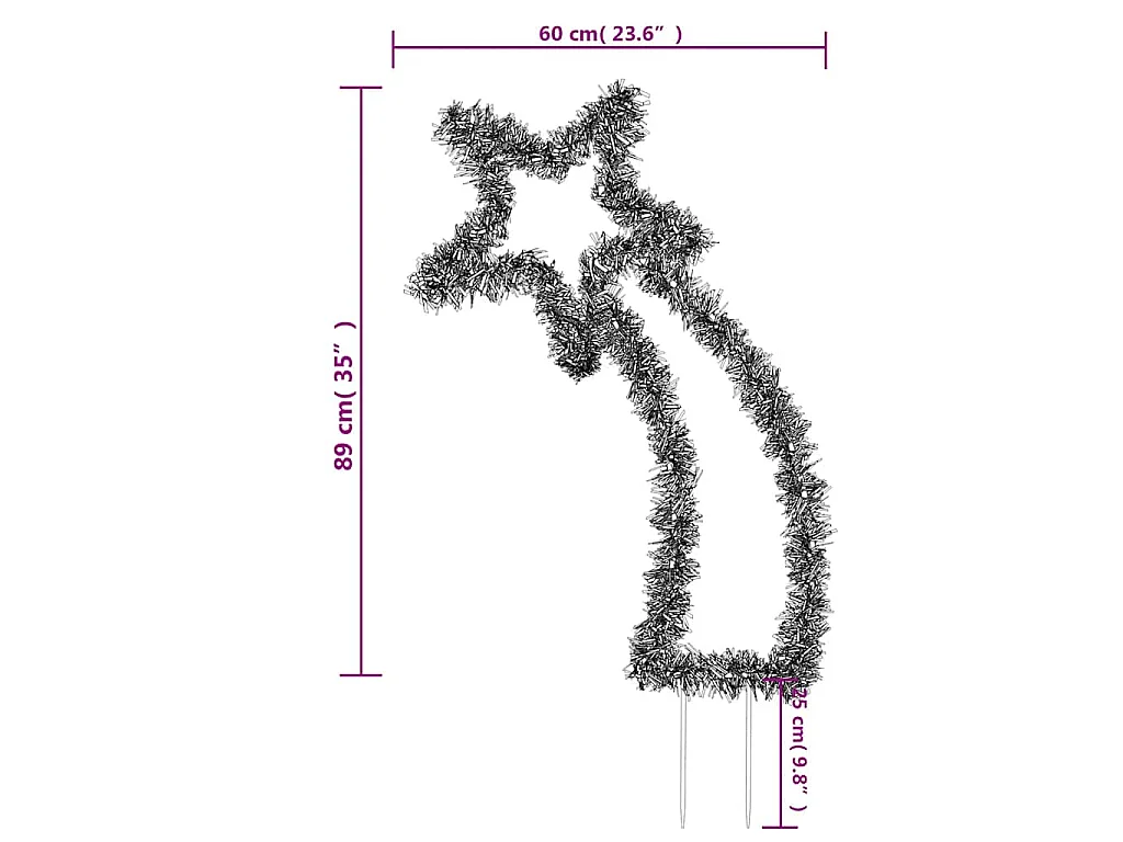 Décoration lumineuse météore de Noël avec piquets 115 LED 89 cm