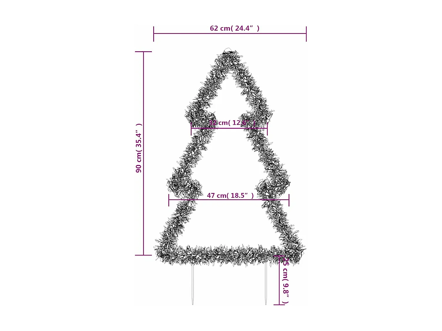 Weihnachtsbaum mit Erdspießen und 115 LEDs 90 cm