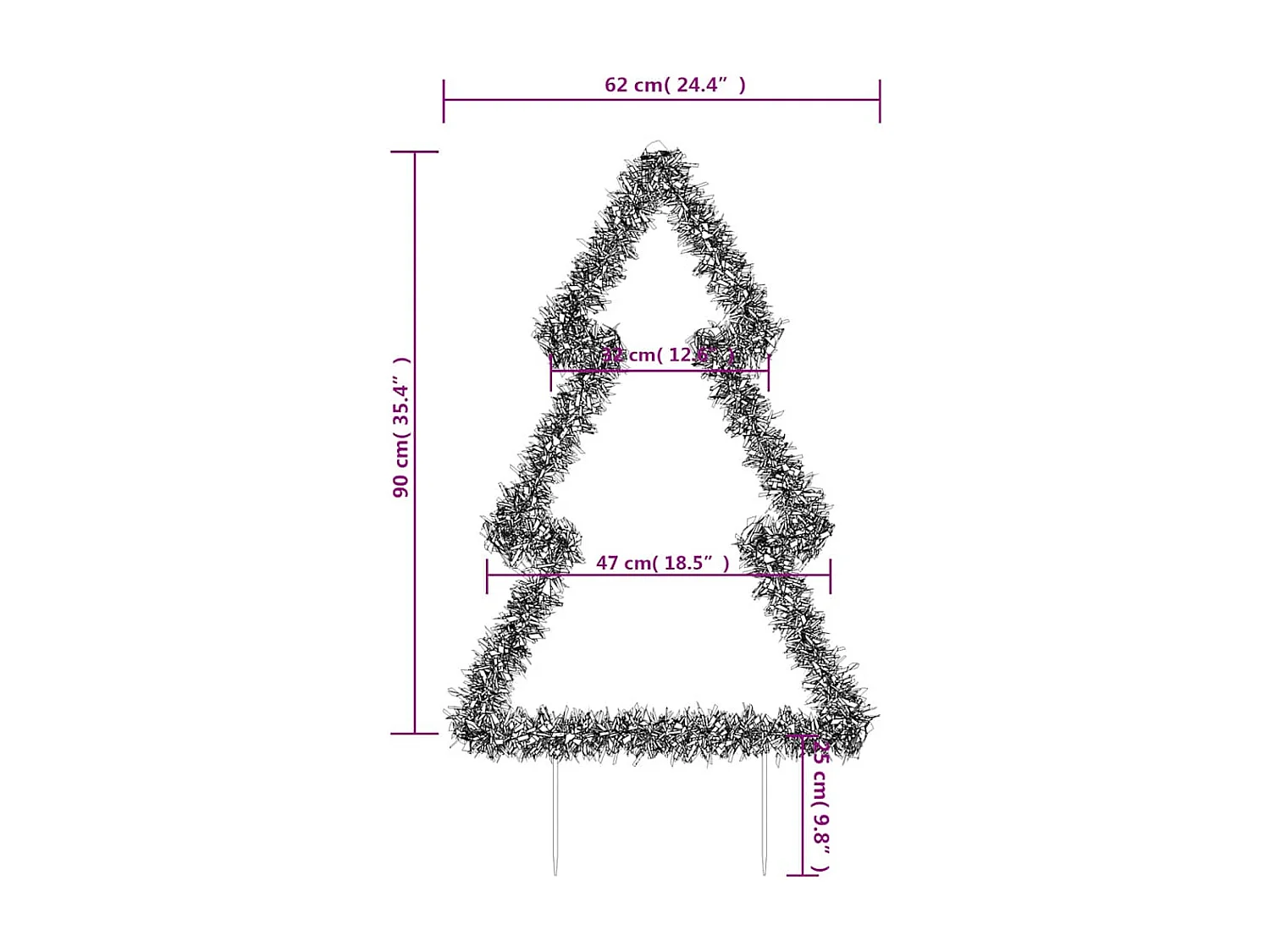 Weihnachtsbaum mit Erdspießen und 115 LEDs 90 cm