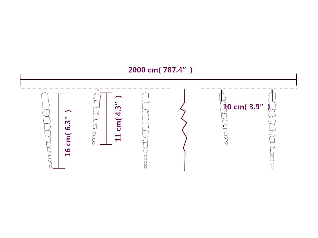 Luz de Natal em formato de pingente 200 LEDs Branco Frio 20 m PVC Acrílico