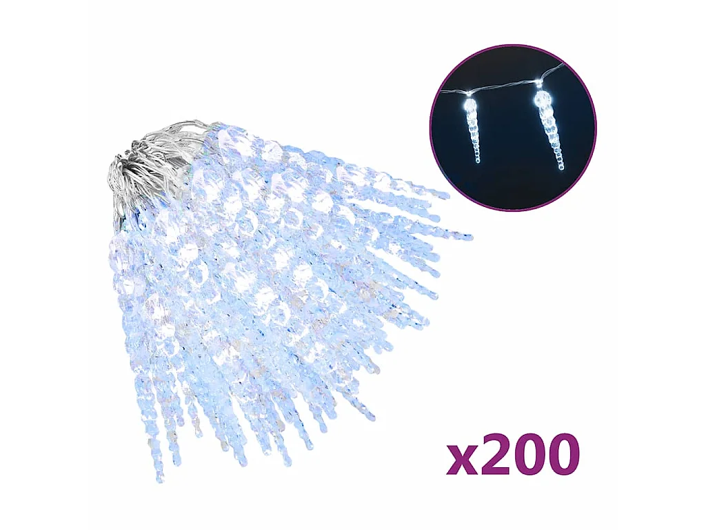 Guirlande lumineuse de Noël 200 LED Blanc froid 20 m Acrylique PVC
