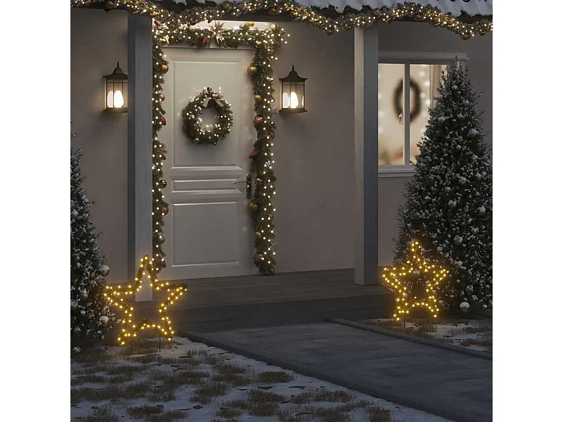 Décoration lumineuse étoile de Noël avec piquets 80 LED 60 cm