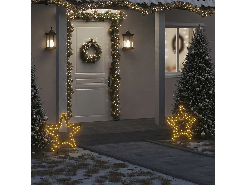 Décoration lumineuse étoile de Noël avec piquets 80 LED 60 cm