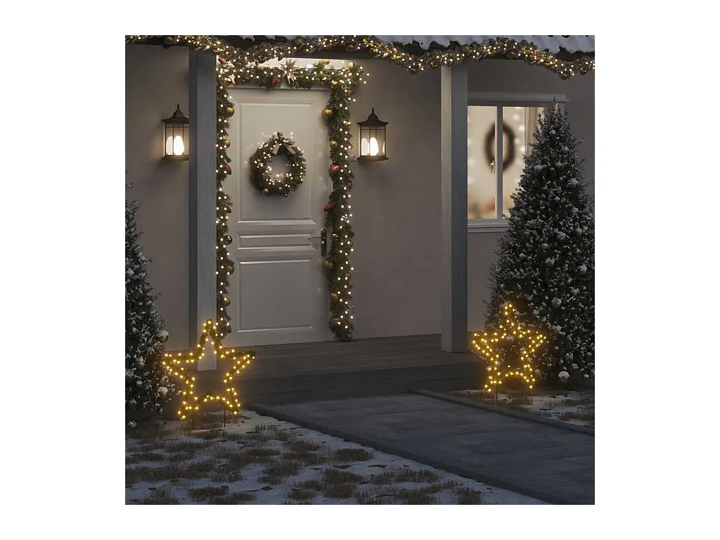 Décoration lumineuse étoile de Noël avec piquets 80 LED 60 cm