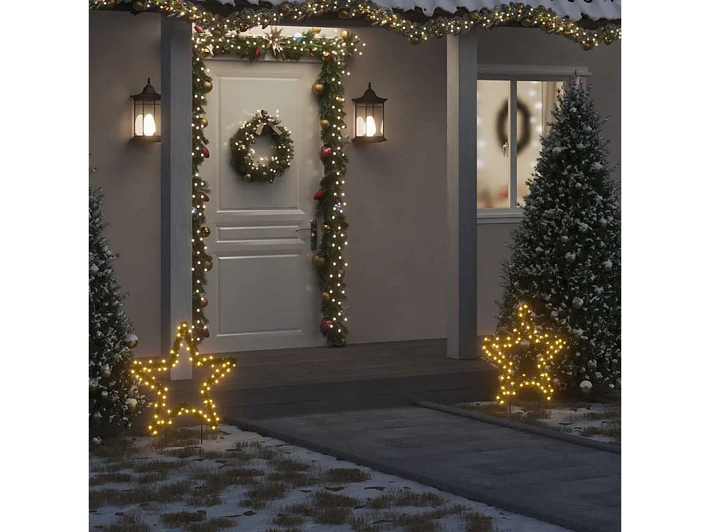 Decorazione Luminosa Natalizia con Picchetti Stella 80LED 60cm