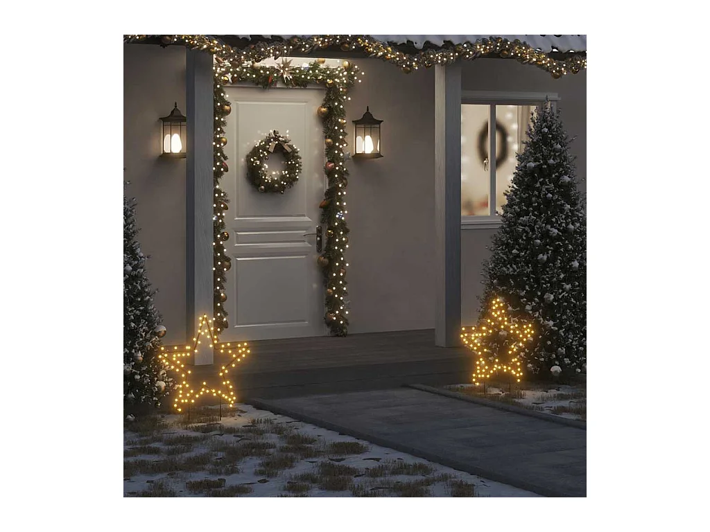 Kerstverlichting ster met grondpinnen 80 LED's 60 cm