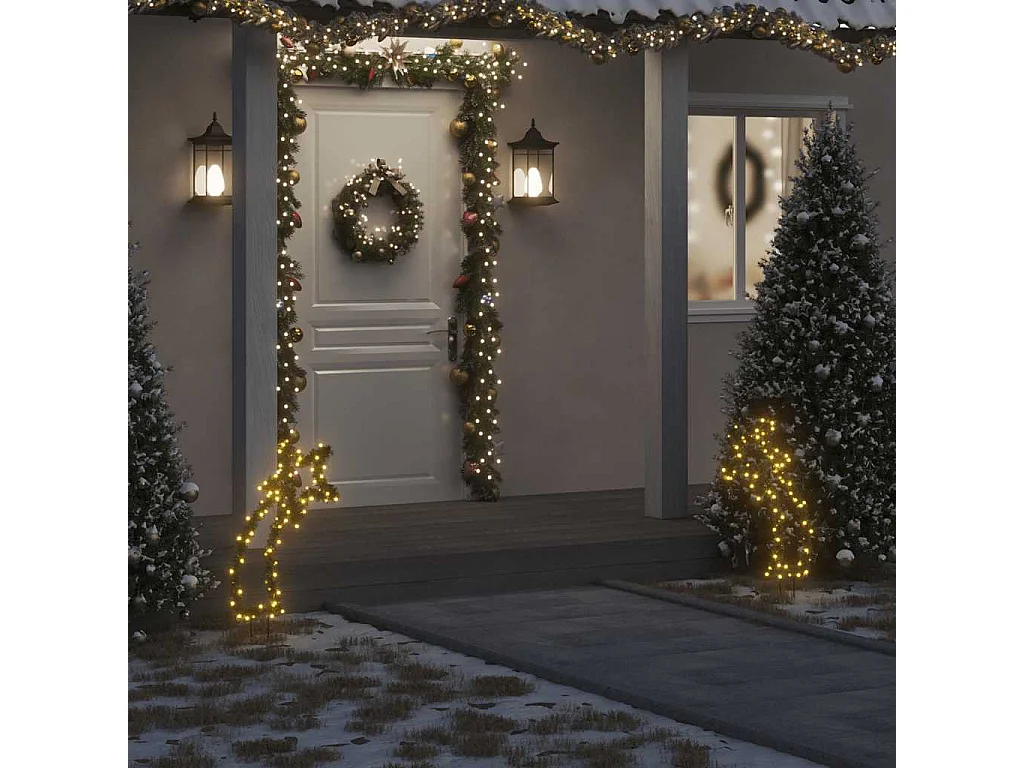 Décoration lumineuse météore de Noël avec piquets 80 LED 62 cm