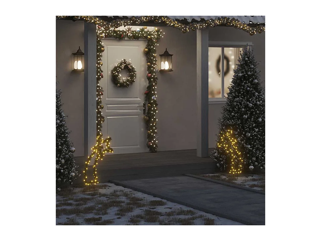 Décoration lumineuse météore de Noël avec piquets 80 LED 62 cm