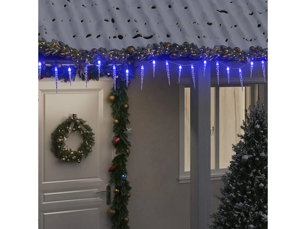 Luz de Natal pingente de gelo 200 luzes LED 20 m acrílico azul