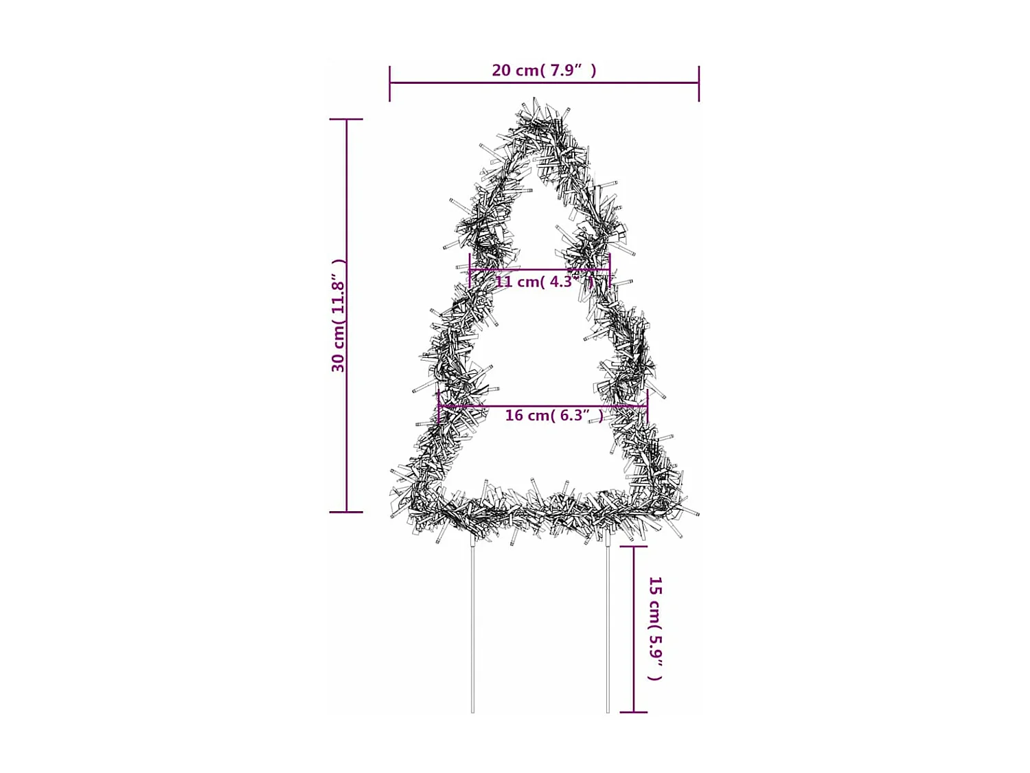 Décoration lumineuse arbre de Noël piquets 3 pcs 50 LED 30 cm