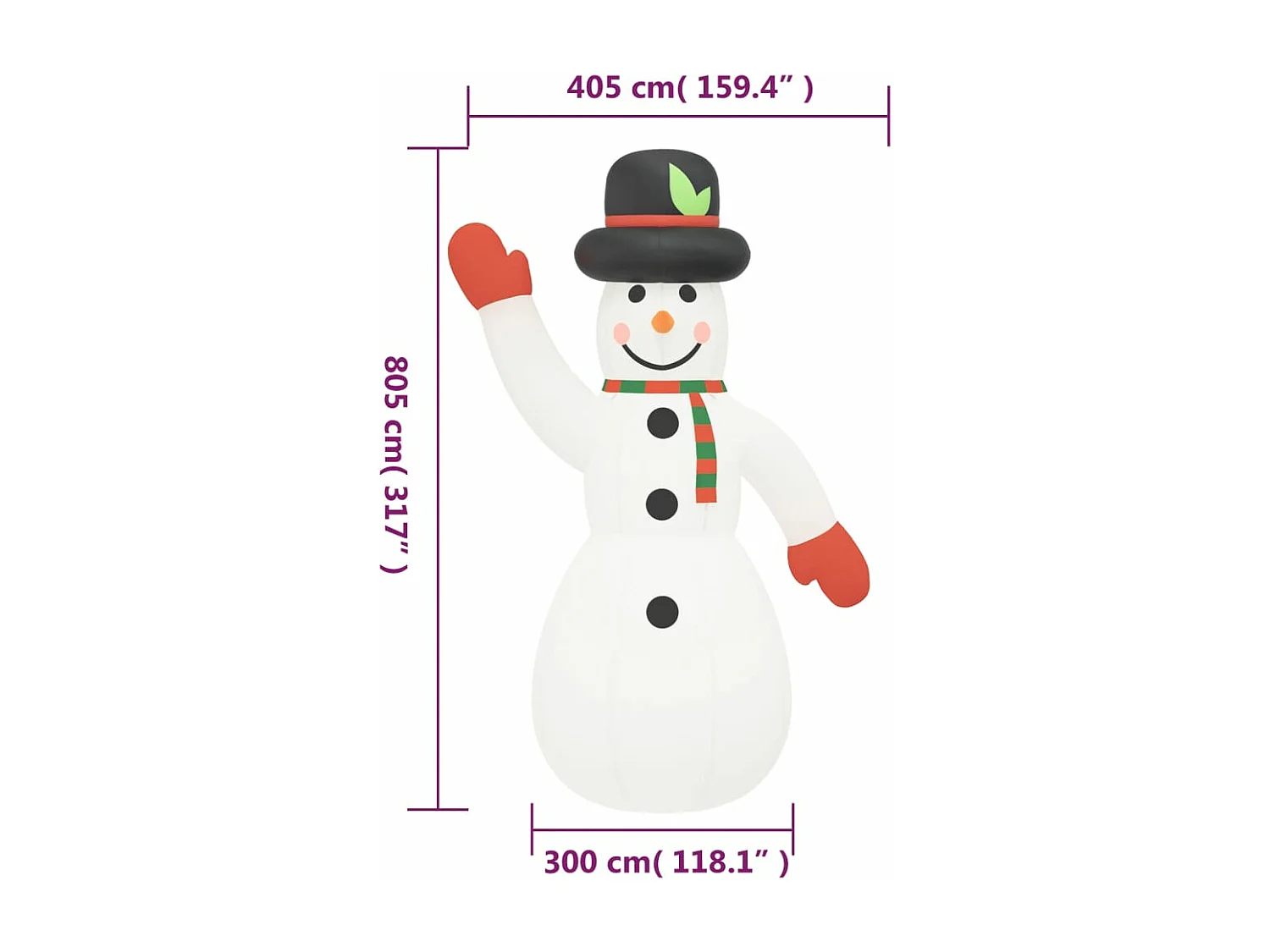Pupazzo di Neve Natalizio Gonfiabile con LED 805 cm