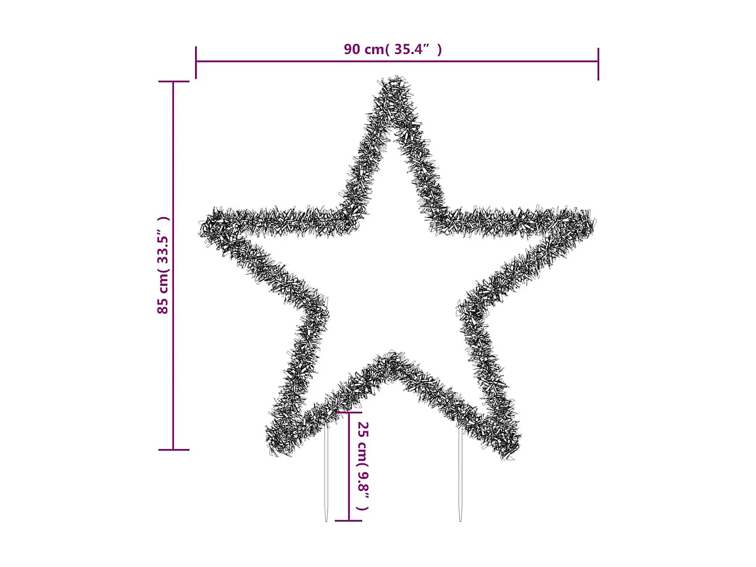 Décoration lumineuse étoile de Noël avec piquets 115 LED 85 cm