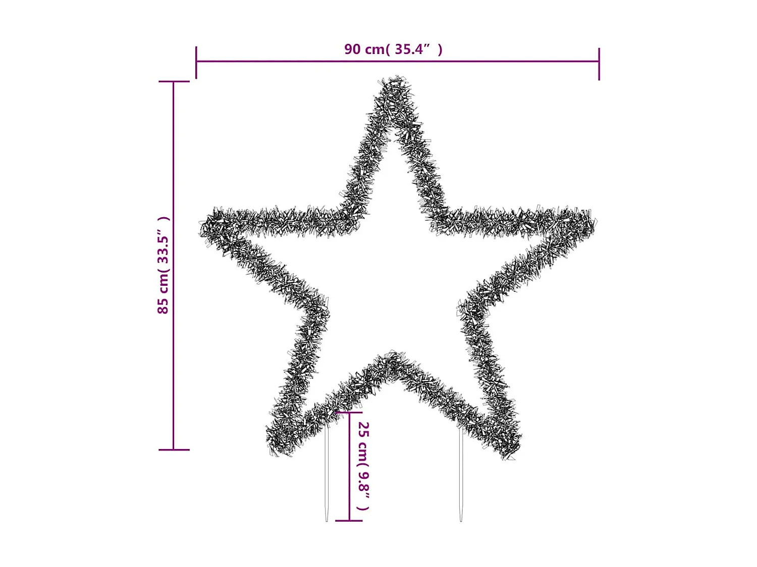 Décoration lumineuse étoile de Noël avec piquets 115 LED 85 cm