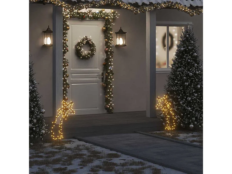 Décoration lumineuse météore de Noël avec piquets 80 LED 62 cm