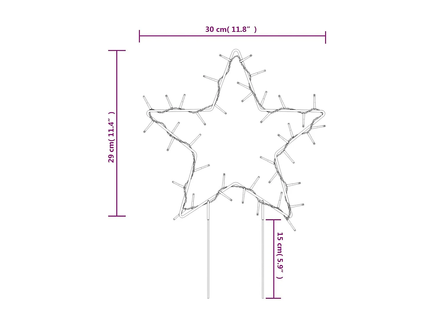 Décoration lumineuse étoile de Noël piquets 3 pcs 50 LED 29 cm