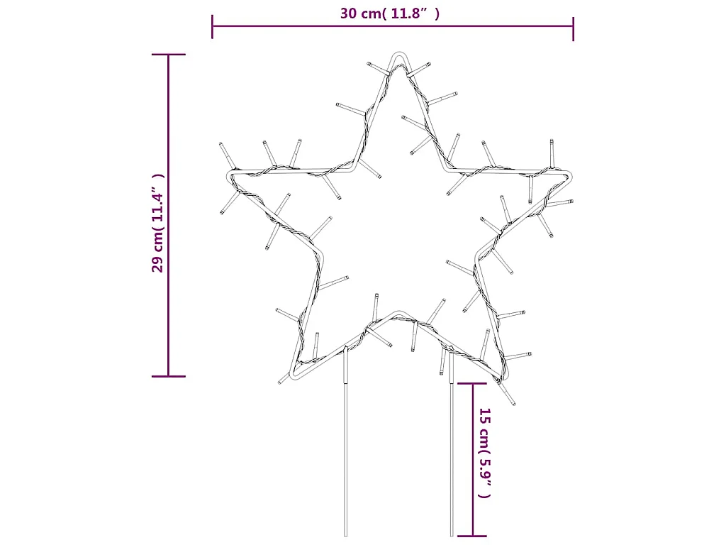 Décoration lumineuse étoile de Noël piquets 3 pcs 50 LED 29 cm
