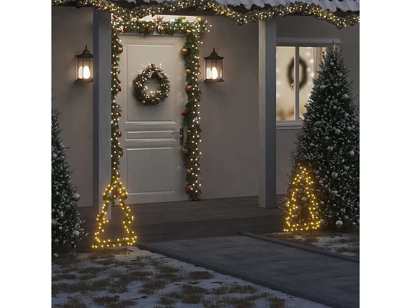 Décoration lumineuse arbre de Noël avec piquets 80 LED 60 cm