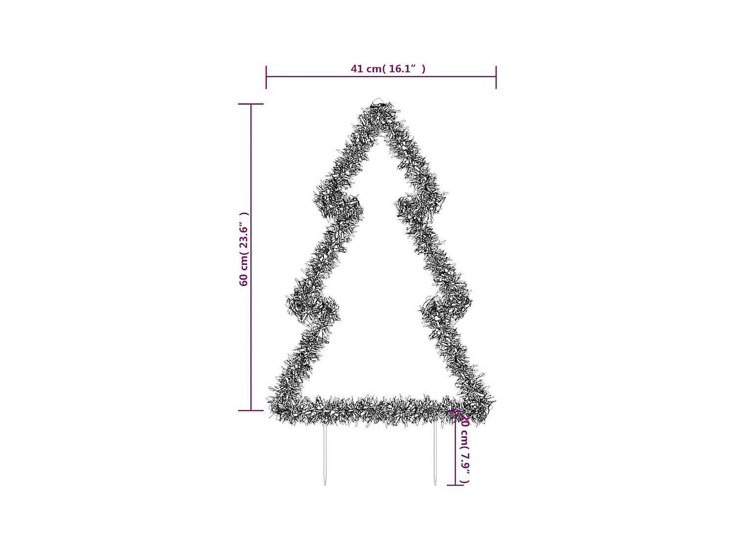 Décoration lumineuse arbre de Noël avec piquets 80 LED 60 cm