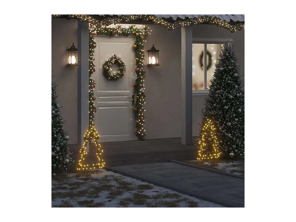 Décoration lumineuse arbre de Noël avec piquets 80 LED 60 cm