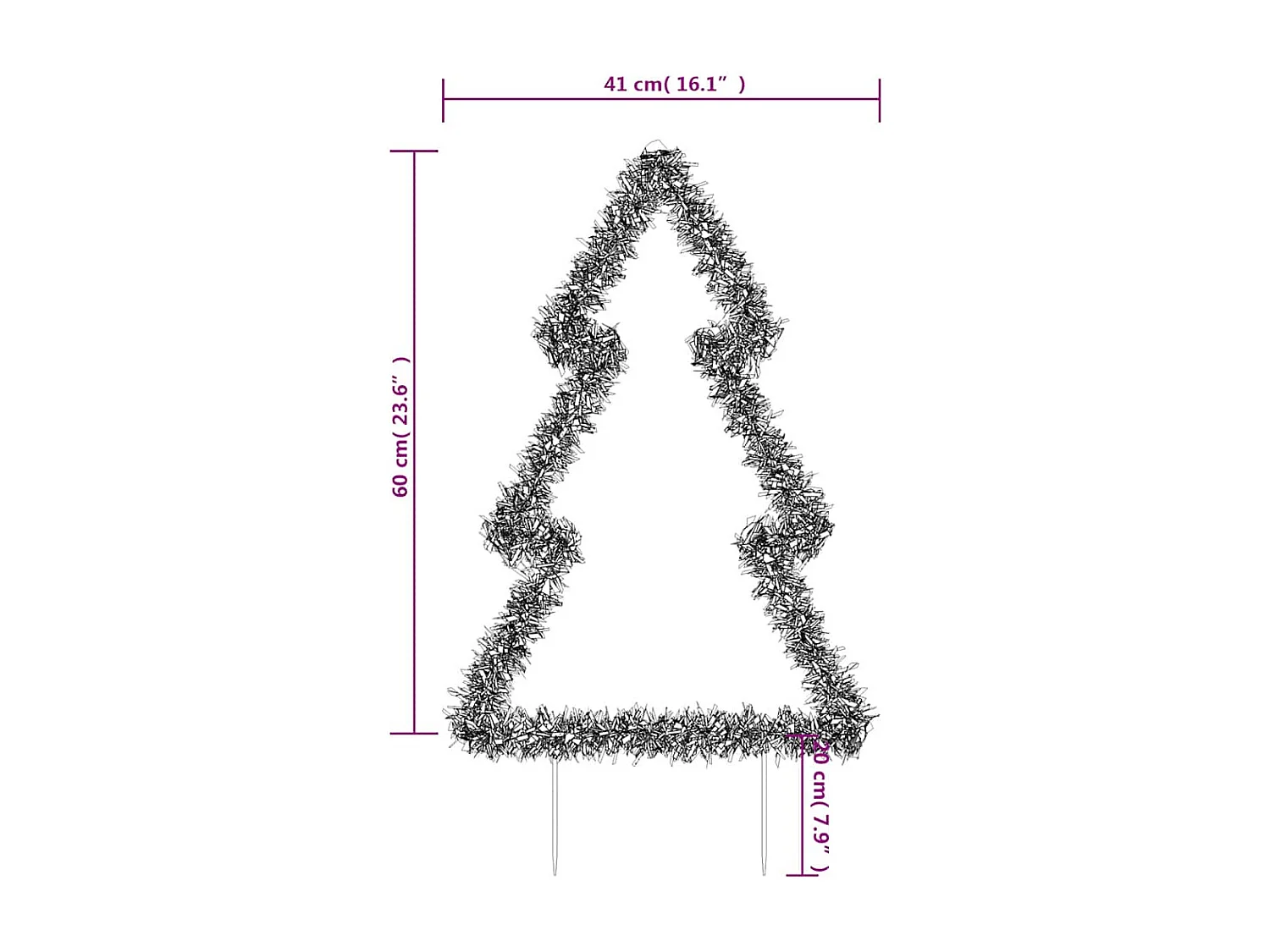 Décoration lumineuse arbre de Noël avec piquets 80 LED 60 cm