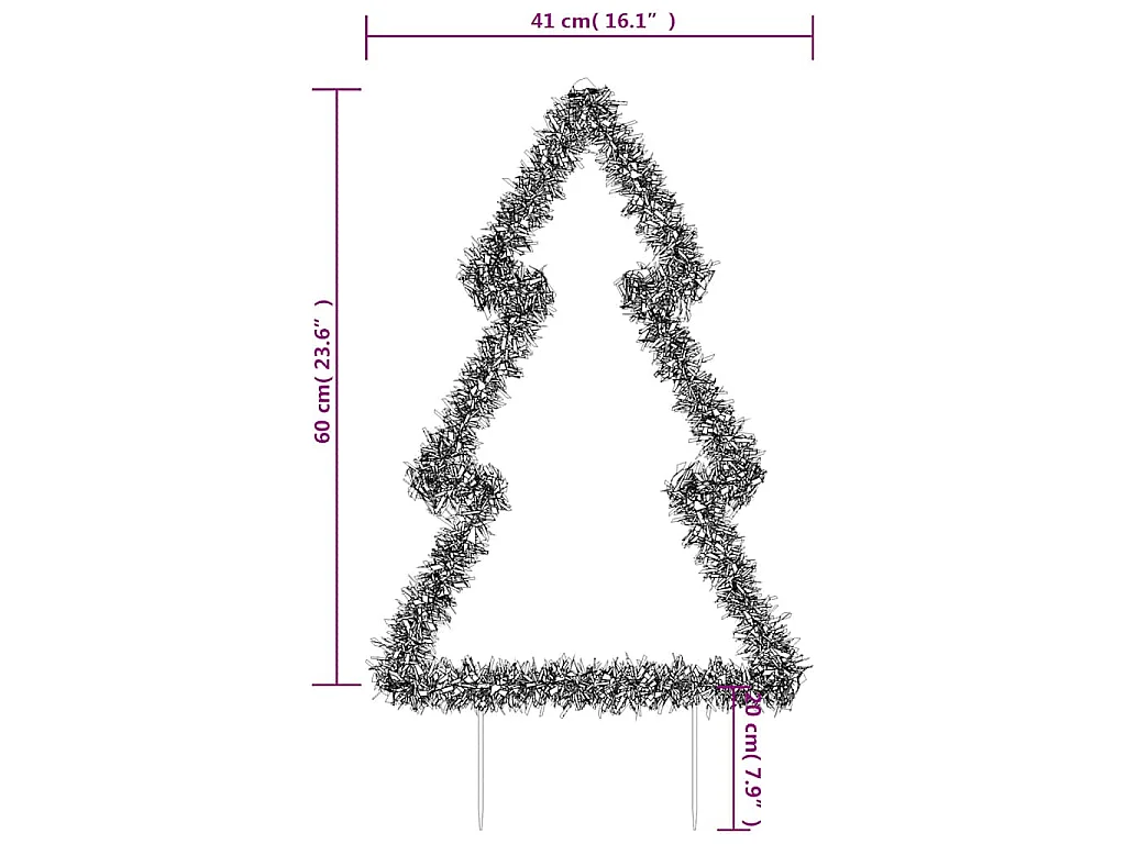 Décoration lumineuse arbre de Noël avec piquets 80 LED 60 cm
