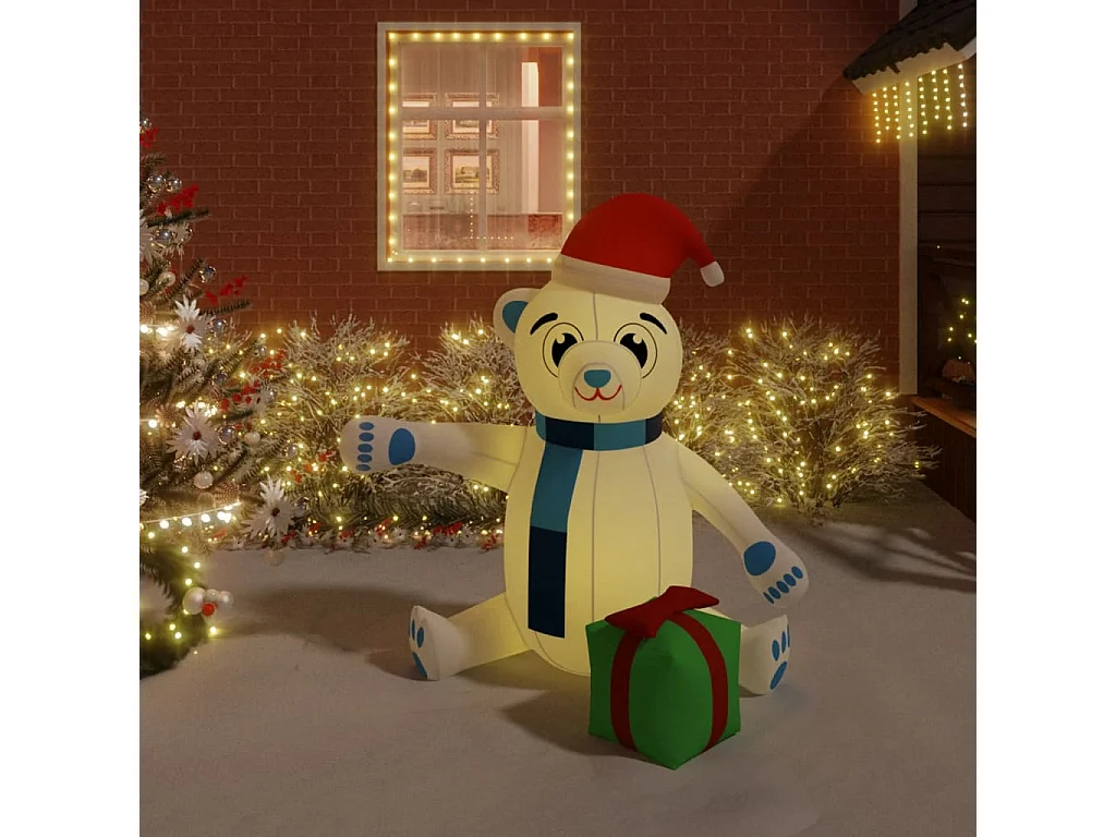 Ours en peluche gonflable de Noël à LED 180 cm