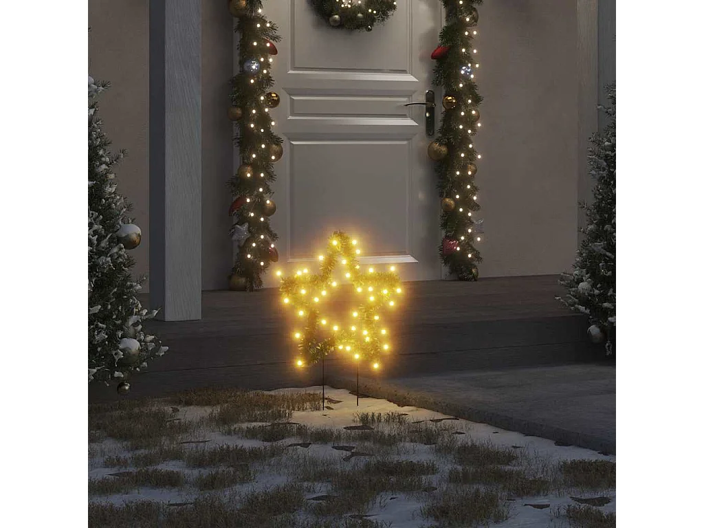 Kerstverlichting ster 3 st met grondpinnen 50 LED's 29 cm