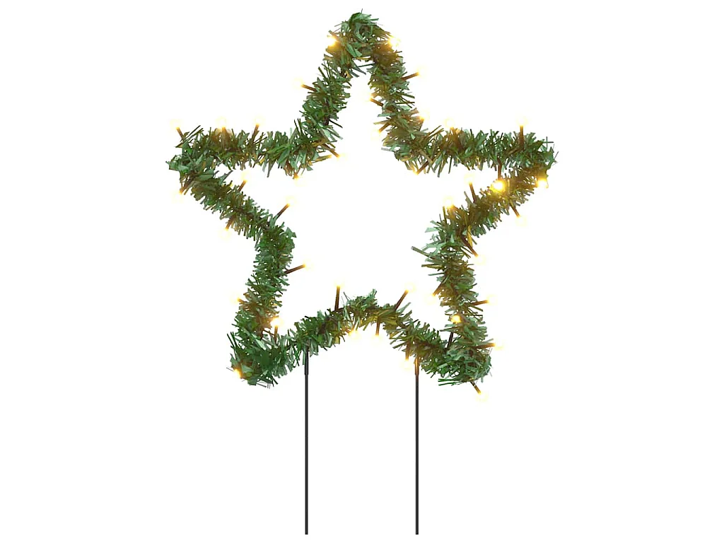 Kerstverlichting ster 3 st met grondpinnen 50 LED's 29 cm
