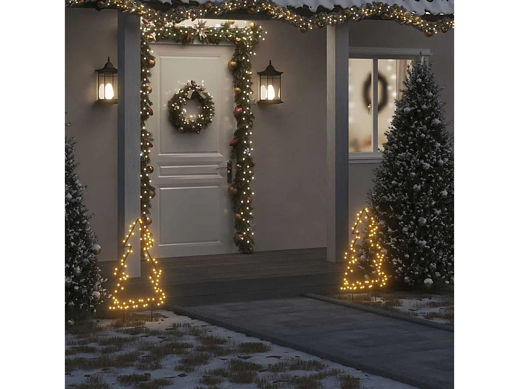 Decoração árvore de Natal c/ luz e estacas 80 luzes LED 60 cm