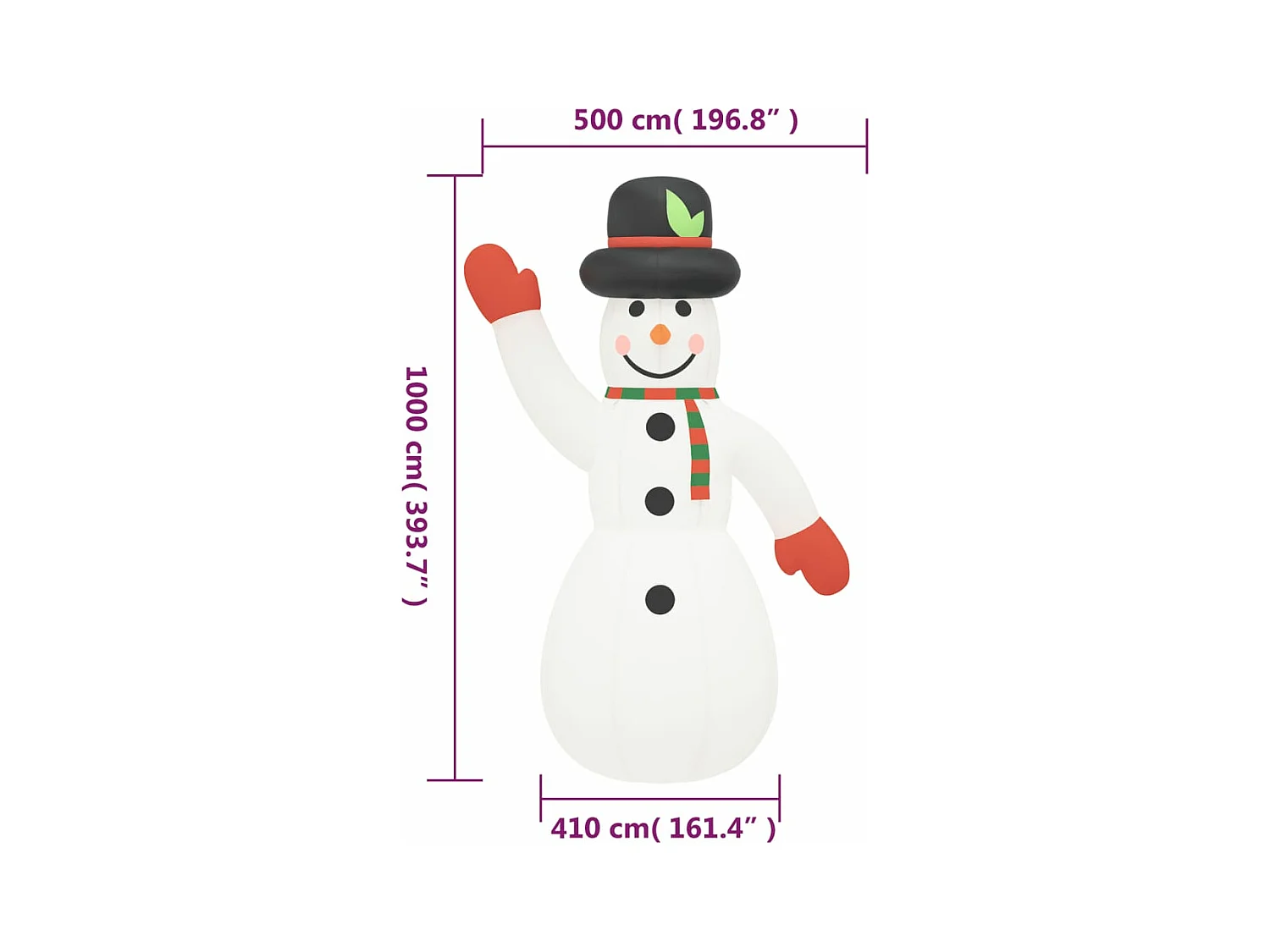 Pupazzo di Neve Natalizio Gonfiabile con LED 1000 cm