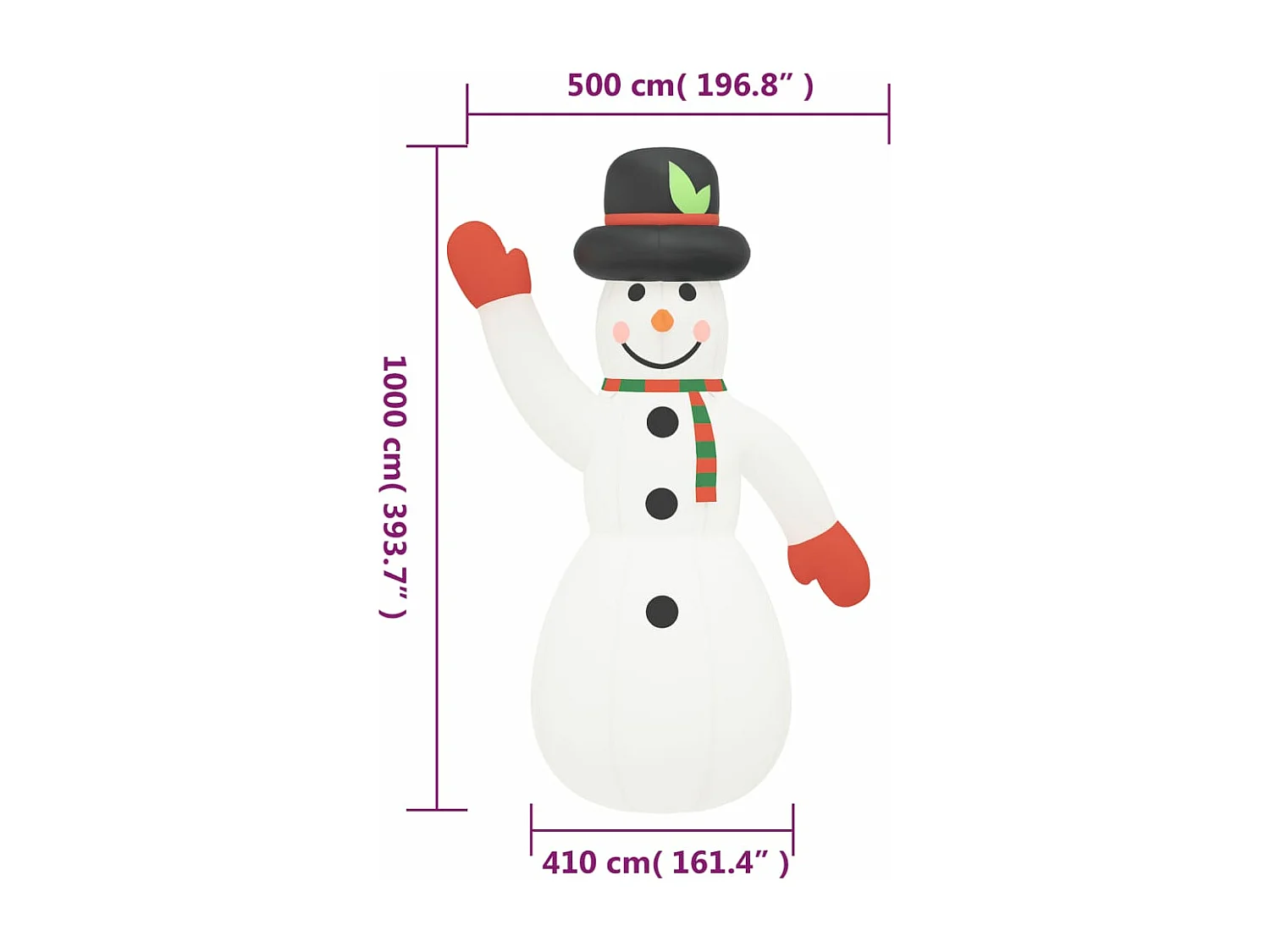Muñeco de nieve inflable de Navidad con LED 1000 cm