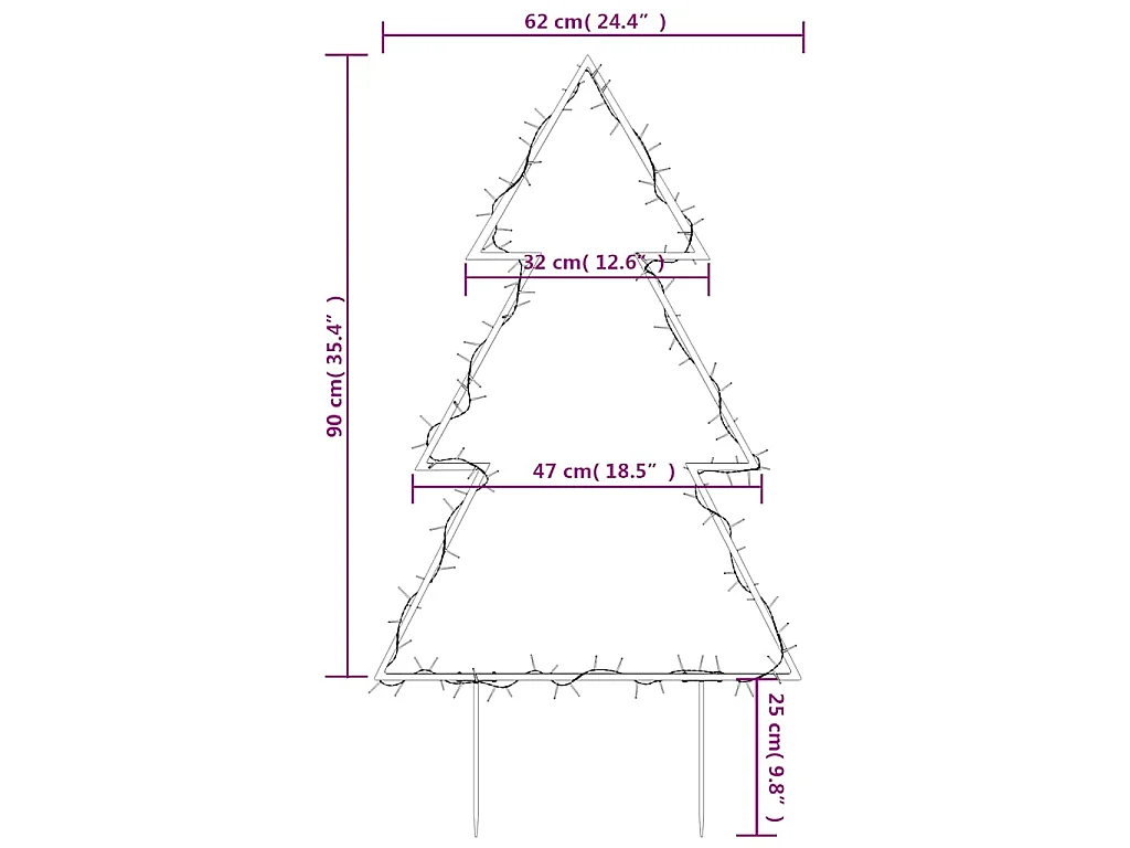 Décoration lumineuse arbre de Noël avec piquets 115 LED 90 cm