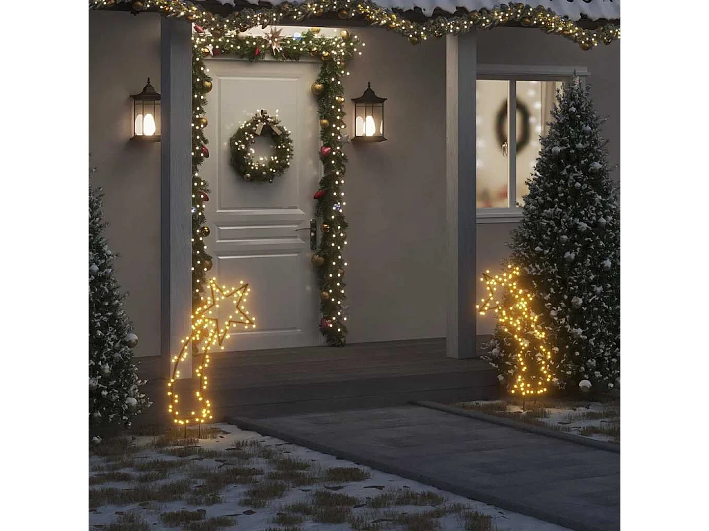 Decoração de Natal meteoro c/ luz e estacas 115 luzes LED 85 cm