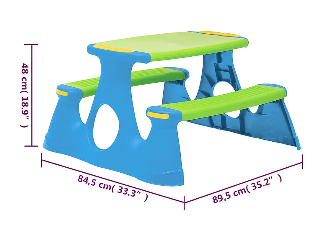 Banc de pique-nique pour enfants 89,5x84,5x48 cm Polypropylène