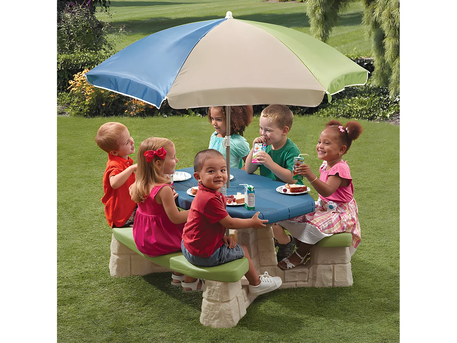 Table de pique-nique avec parasol Aqua