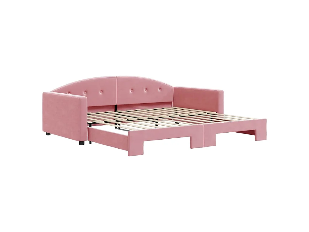 Divano Letto con Letto Estraibile Rosa 100x200 cm in Velluto