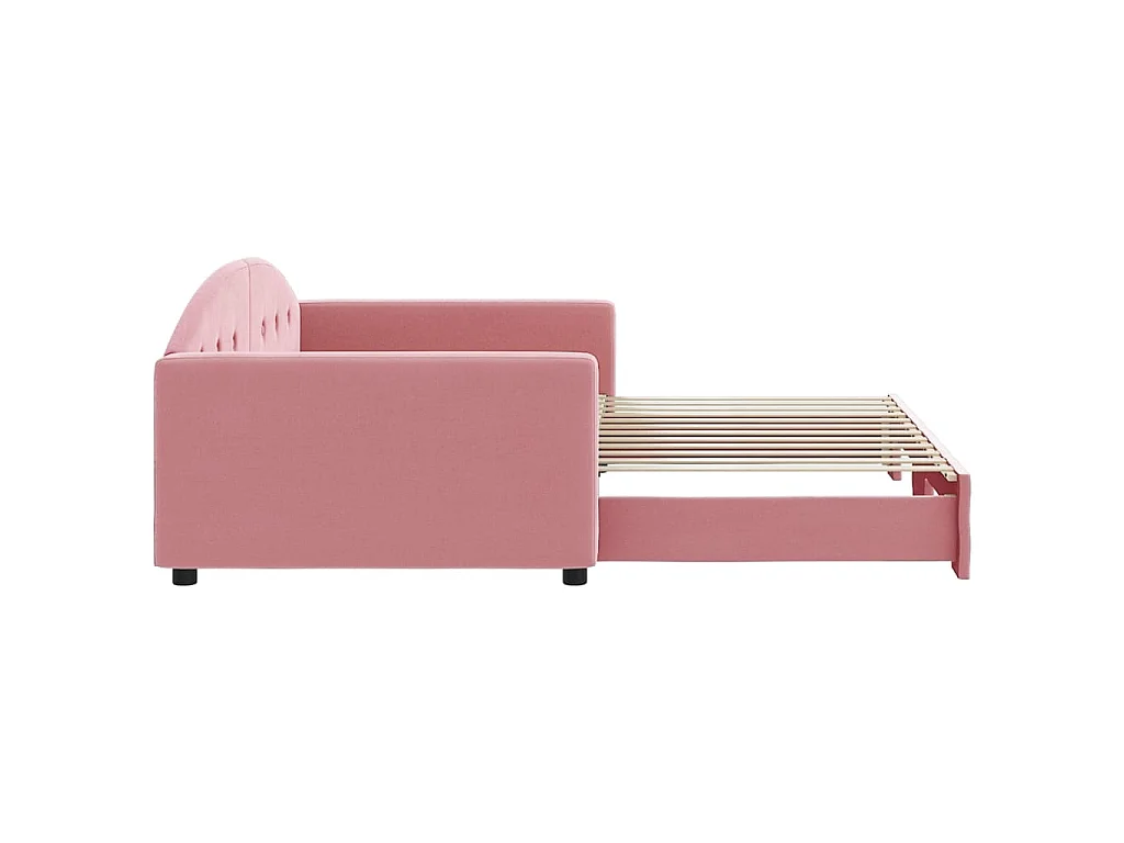 Divano Letto con Letto Estraibile Rosa 100x200 cm in Velluto